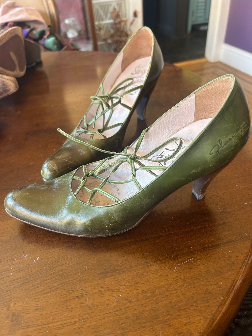 John Fluevog Olive Lace-Up Leather Heels
